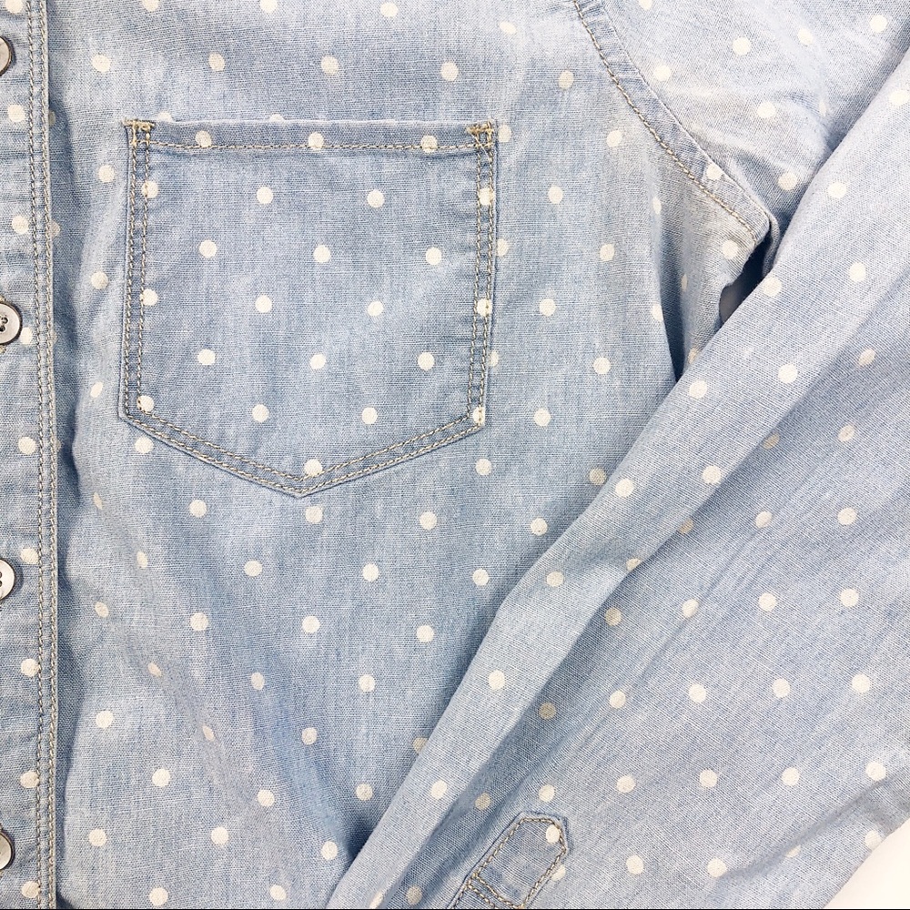 Madewell Dotted Chambray Long Sleeve Shirt Sz XS - Picture 7 of 8